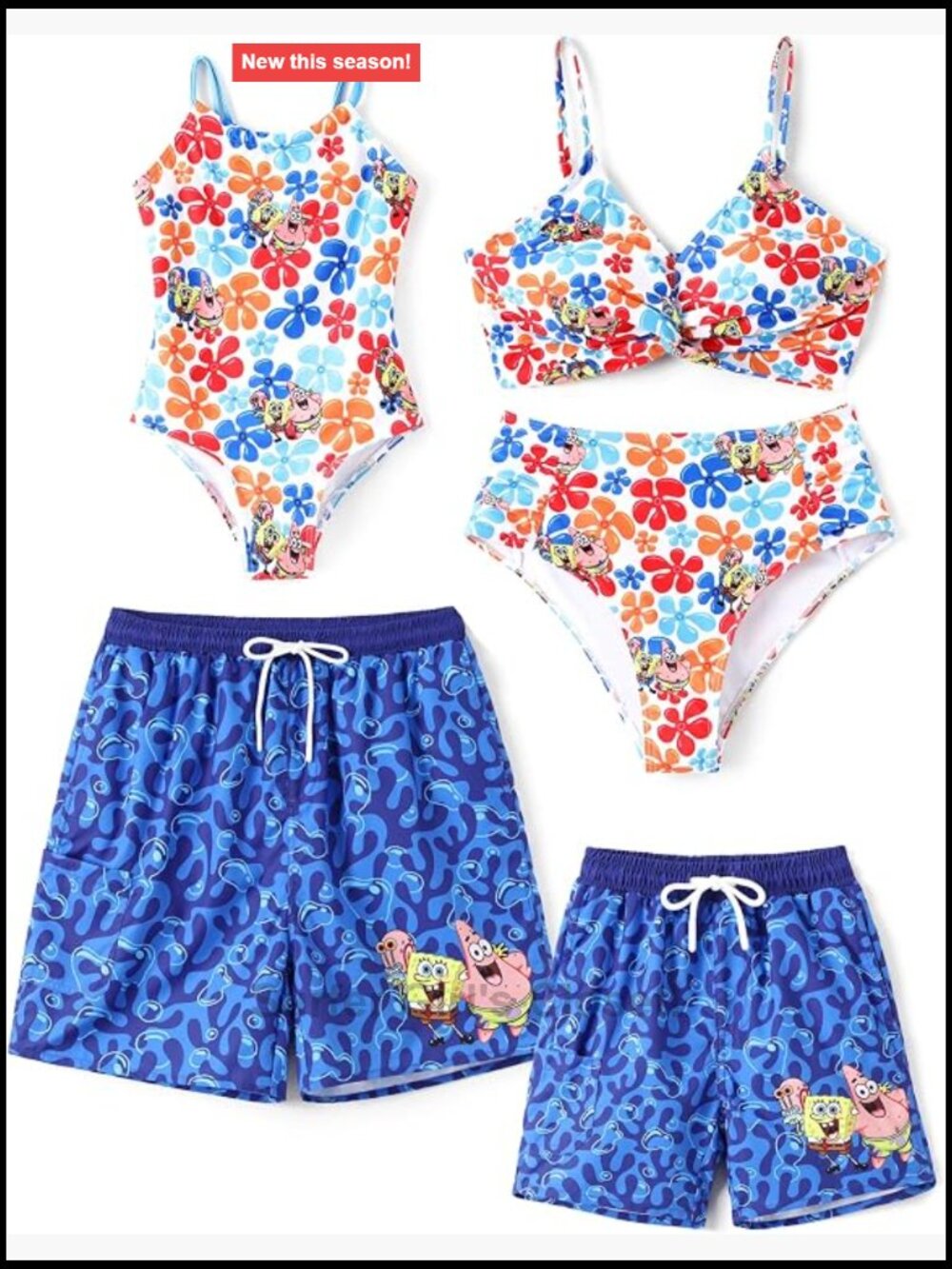 UPF 50+ Quick-Dry Family Matching Swimwear Set, Adjustable Bikini & Board